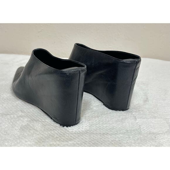 Black Suede Studio Pointed Toe Mule Heels – Leather Slip-On Pumps - Picture 5 of 8